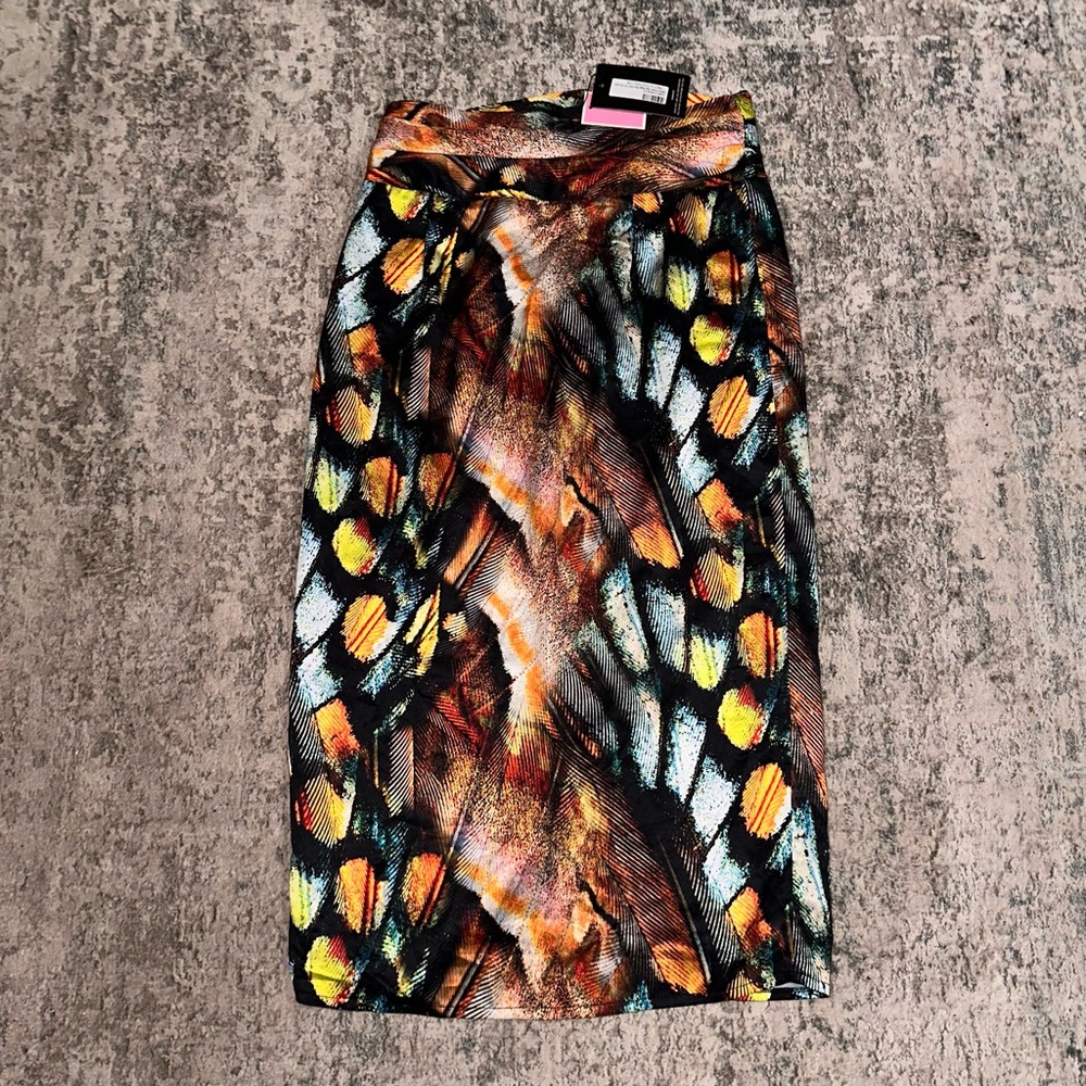 Black Multicolored Abstract Print Skirt